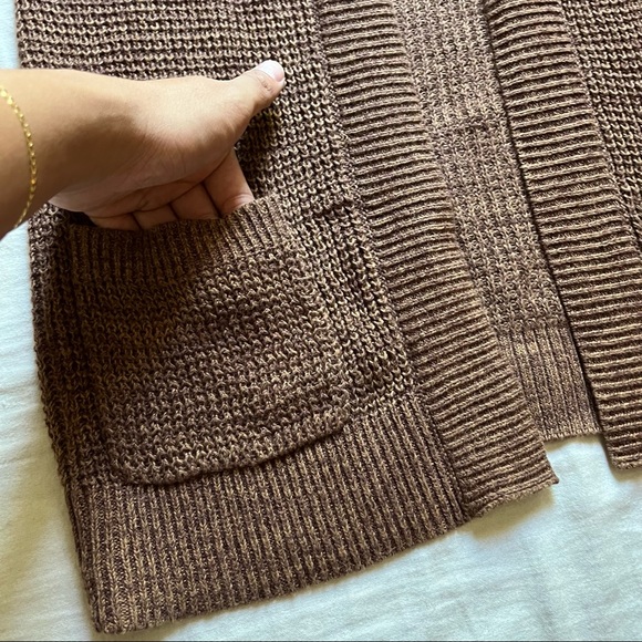 Bridge & Burn linen cotton blend brown buttonless knit cardigan - Picture 3 of 5
